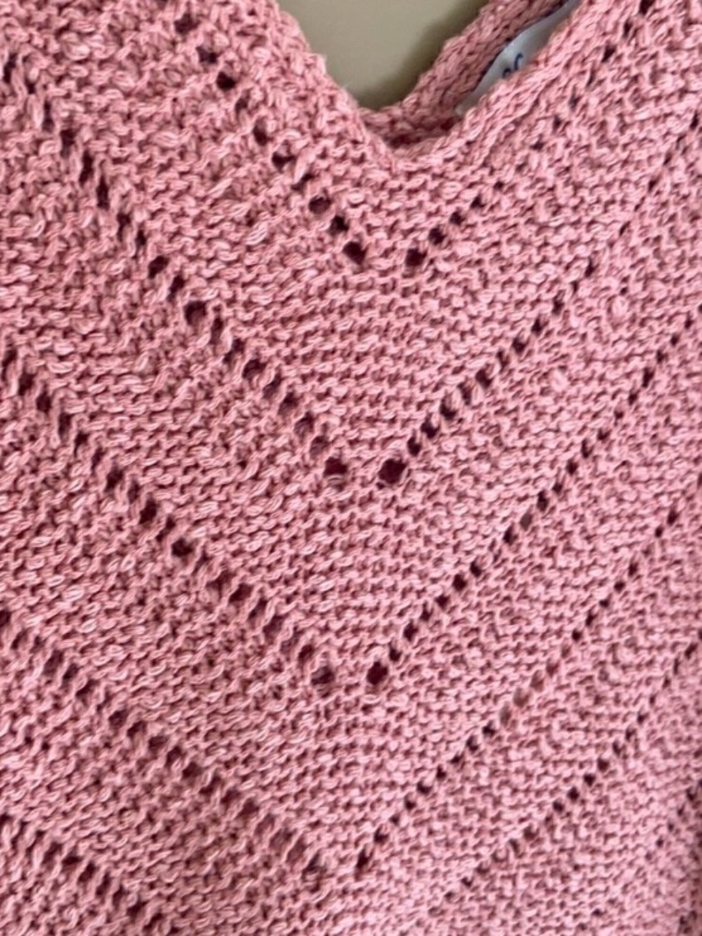 She+Sky Pink Knit V-Neck Chevron Sweater Tank, Large, 100% Cotton, NWT, Festival - Picture 2 of 5